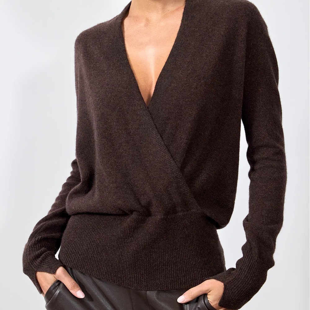 Brochu Walker Cashmere Wrap Phinneas Sweater Chocolate Brown
